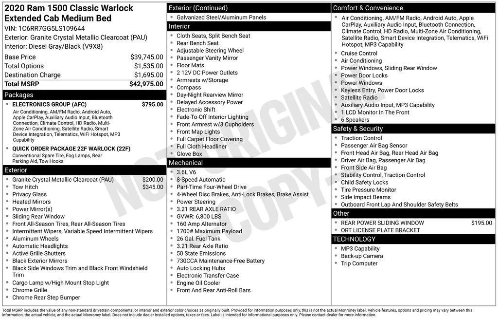 ram ram 1500 classic 2020 1C6RR7GG5LS109644 image ram ram 1500 classic 2020 1C6RR7GG5LS109644 image